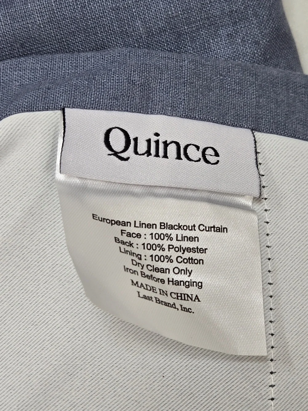 NWT QUINCE Set Of 2 48x96 European Linen True Blackout Curtains Chambray 9019